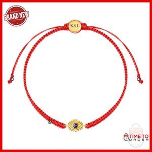 Adjustable Evil Eye Protection Bracelet with Amethyst Gemstone 5.5-7.5"